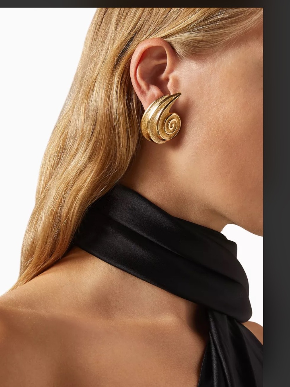 Christian Dior Vintage Gold Large Conch Shell Swirl Earrings. VTG 1980s pre ❤️